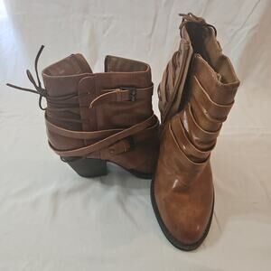 size 10 brown boots women's pop short‎ heel